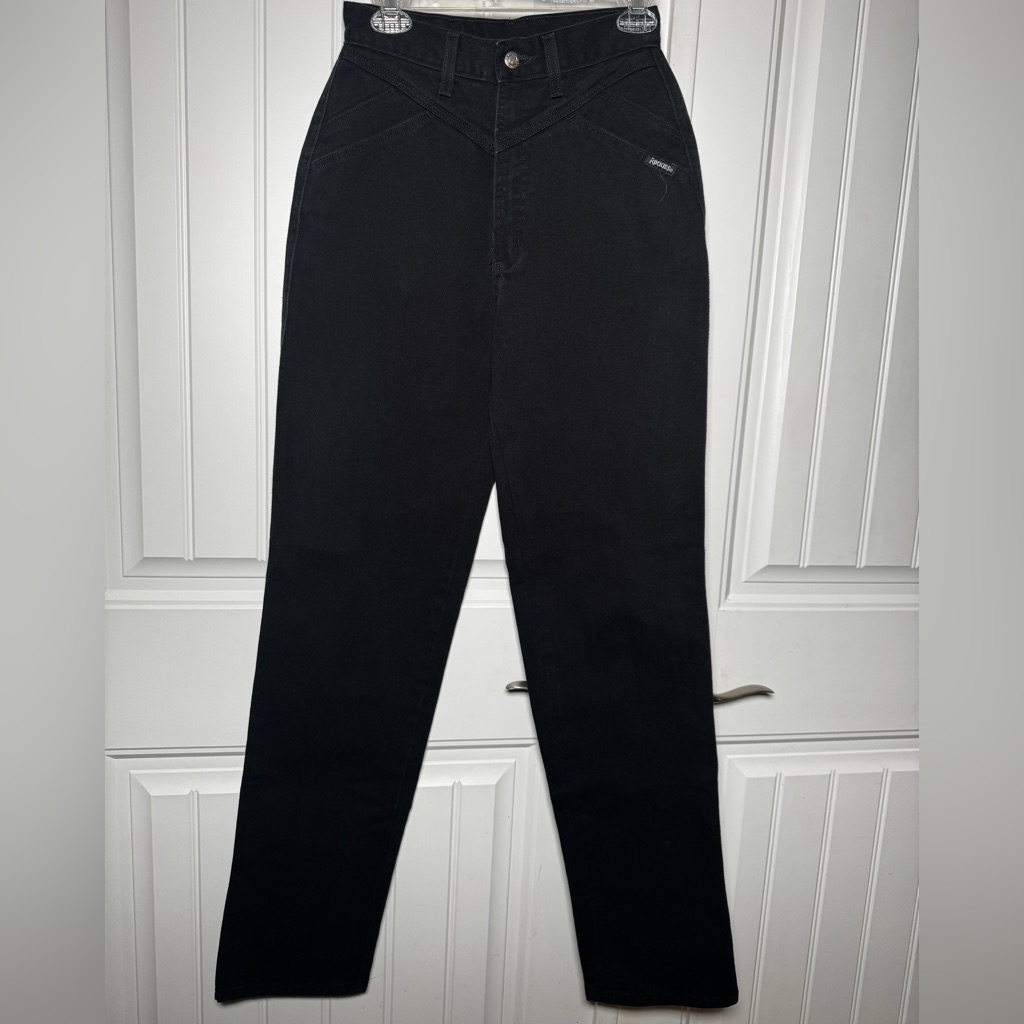 Vtg Rocky Mountain Rockies Jeans Womens 7/8 Black Bareback Western Riding 90s